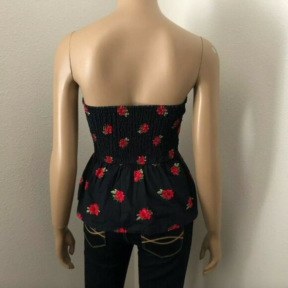 Abercrombie Womens Strapless Floral Tube Top Size Small Navy Blue & Red - Picture 4 of 5